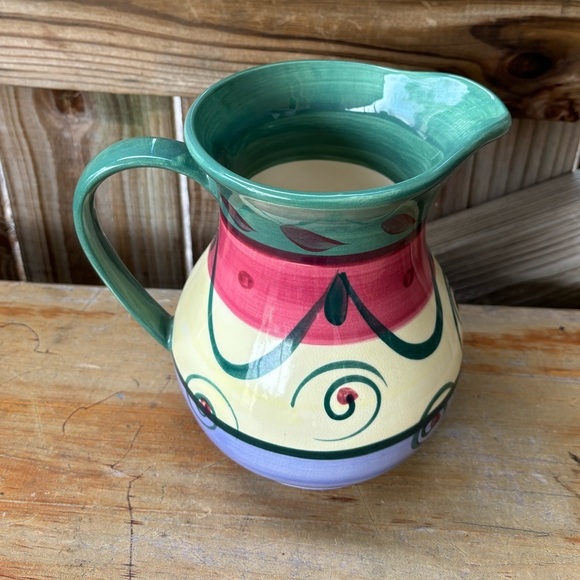 Vintage Gail Pittman Street Party Retired Pattern Pitcher Signed 88 Hard to Find - Picture 2 of 9